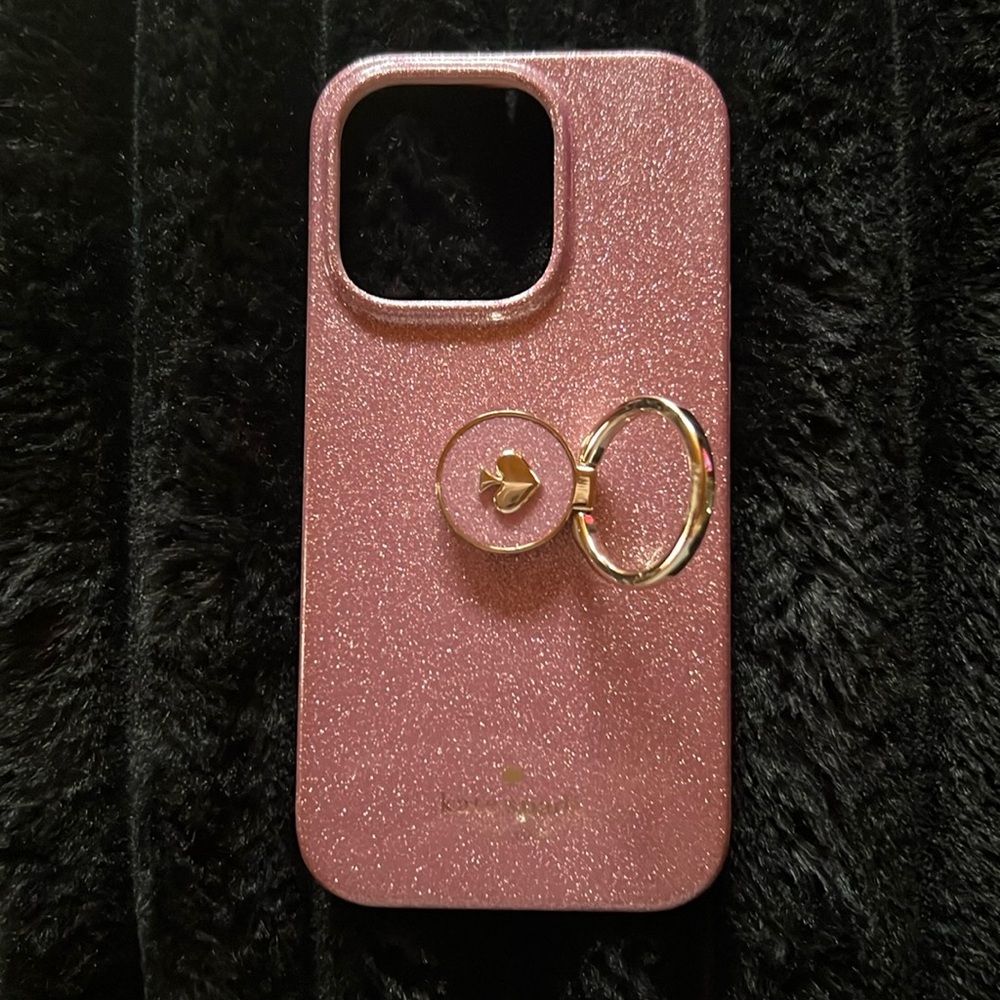 Kate spade Glitter Stability Ring iPhone 12 or 12 pro Case in Mitten Pink